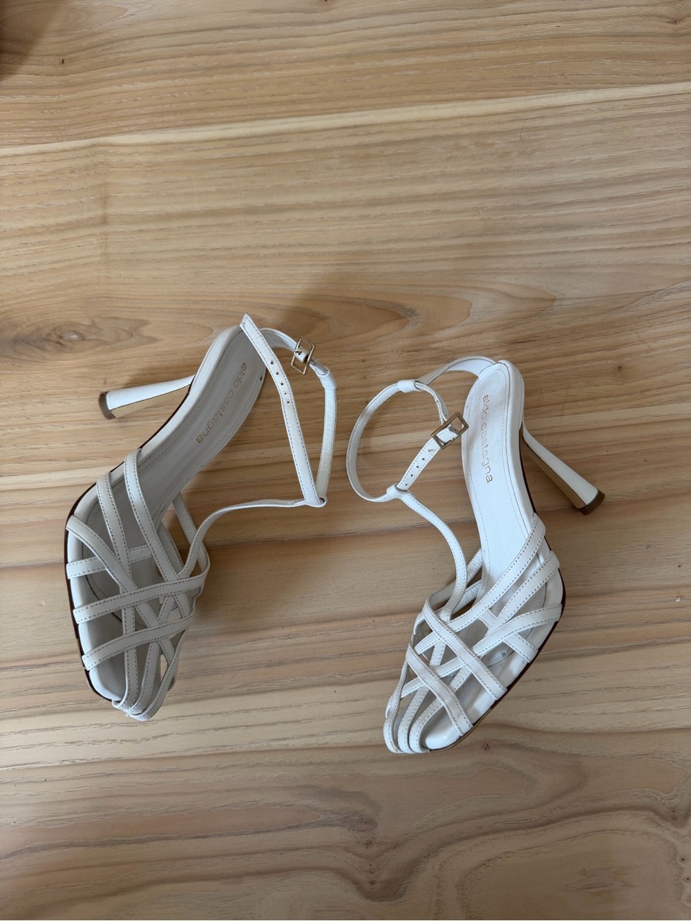 Italian White Strappy High Heel Sandals with Ankle Strap